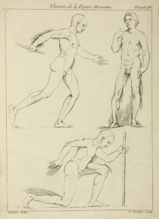 Three male figures, one striding and one kneeling by Peter Paul Rubens