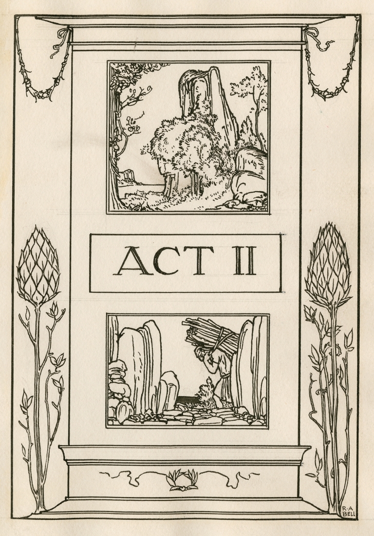 Title page to act 2 of The tempest by Robert Anning Bell