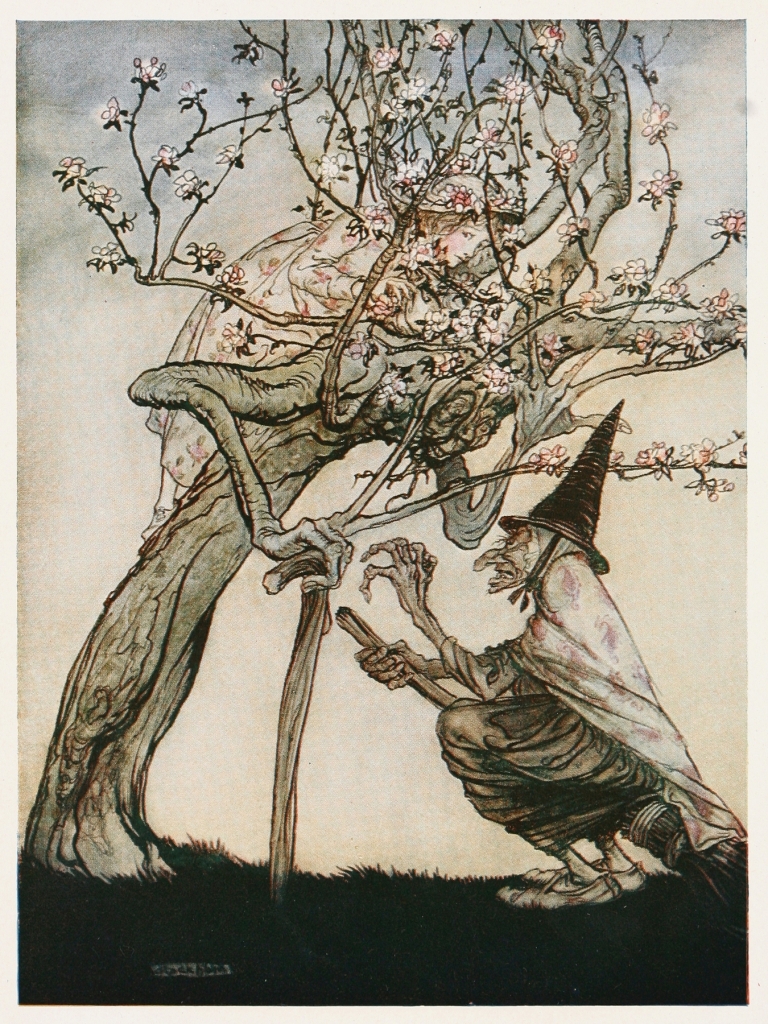 Tree of mine! O Tree of mine! Have you seen my naughty little maid by Arthur Rackham