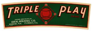 Triple Play Brand Produce Label by Anonymous