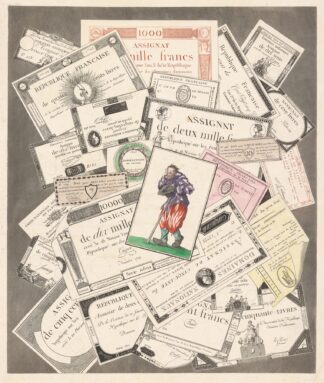 Trompe l’oeil of assignats with beggar after Callot by Nicolas-Marie Gatteaux