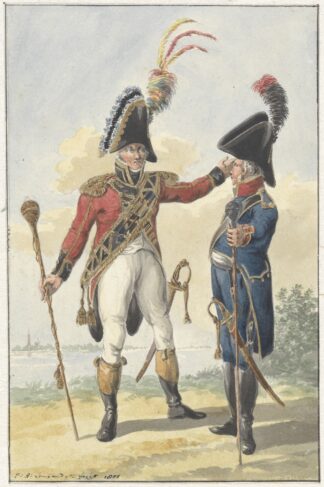 Twee staande officieren by Jan Anthonie Langendijk