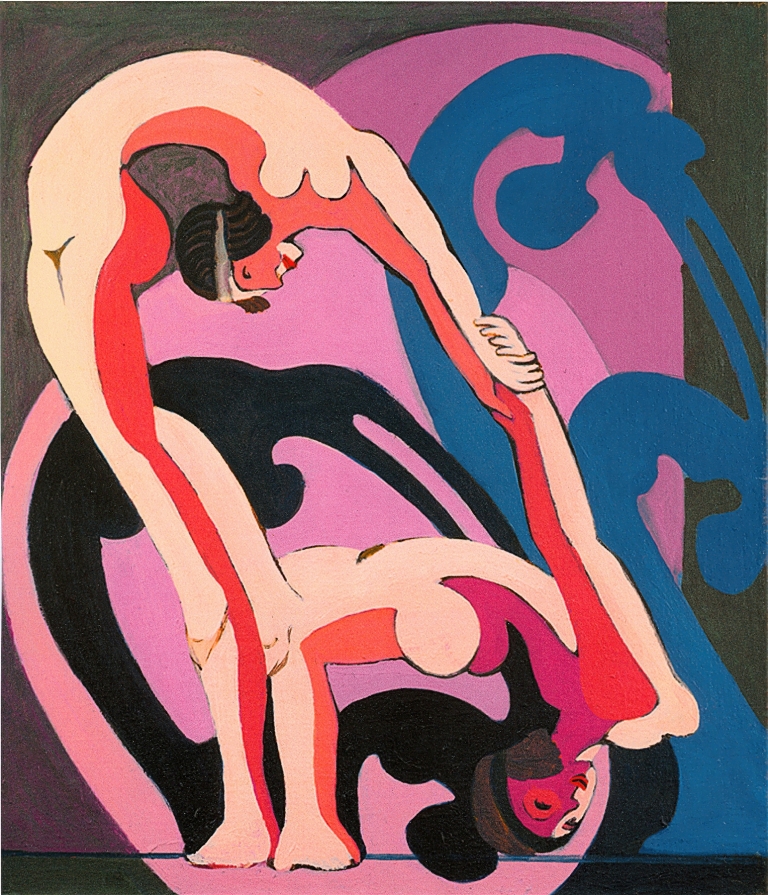 two acrobats by Ernst Ludwig Kirchner