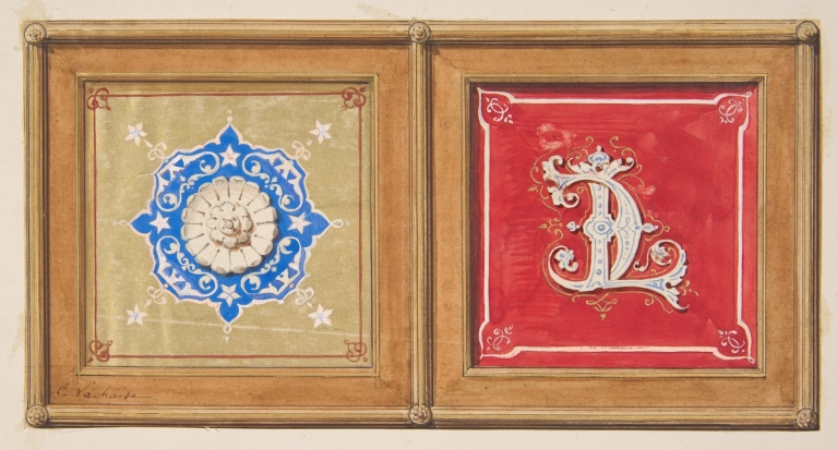 Two alternative designs for the painted decoration of a panel by Jules-Edmond-Charles Lachaise