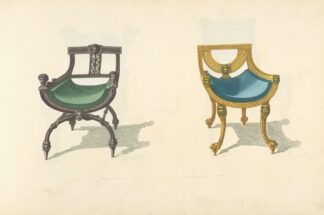 Two chairs with bucket seats by Thomas Sheraton