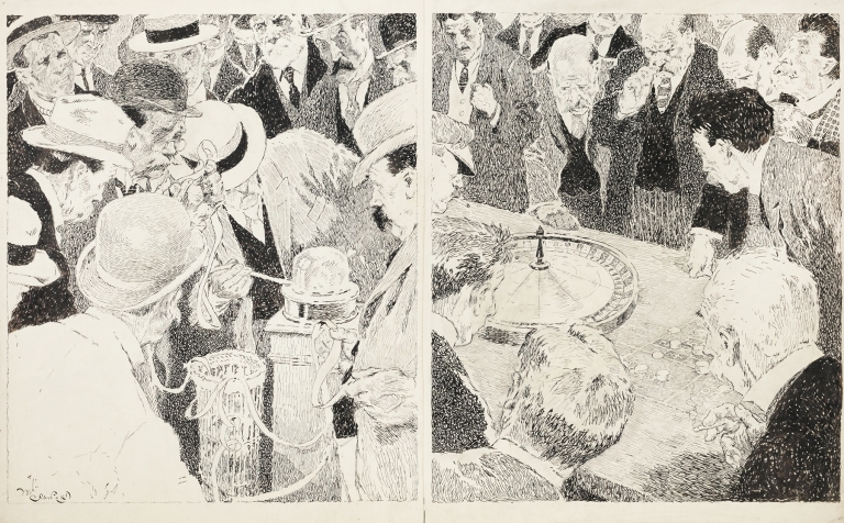 Two forms of gambling; on left the stock market, on the right a casino by Will Crawford