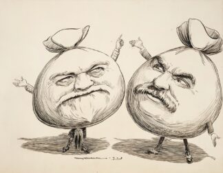 Two men depicted as giant bags of money. by William Henry Walker