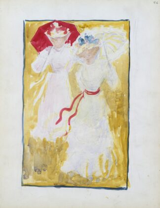 Two women crossing a field by Maurice Prendergast