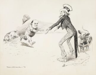 Uncle Sam holds out his arms to William Jennings Bryan to offer him a cow representing a second term. by William Henry Walker