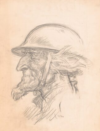 Uncle Sam wearing helmet by Oscar Edward Cesare