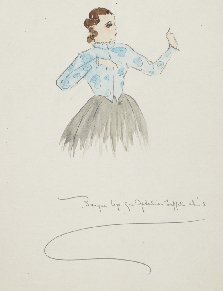 Uncle Tom’s Cabin: Blue flowered blouse, with grey skirt by Peter Crosby