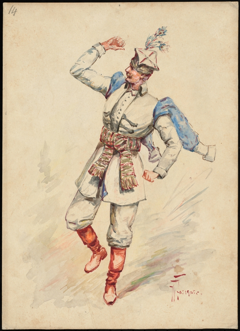 Unidentified Italian opera costume design plate 14 by W. Fasienski