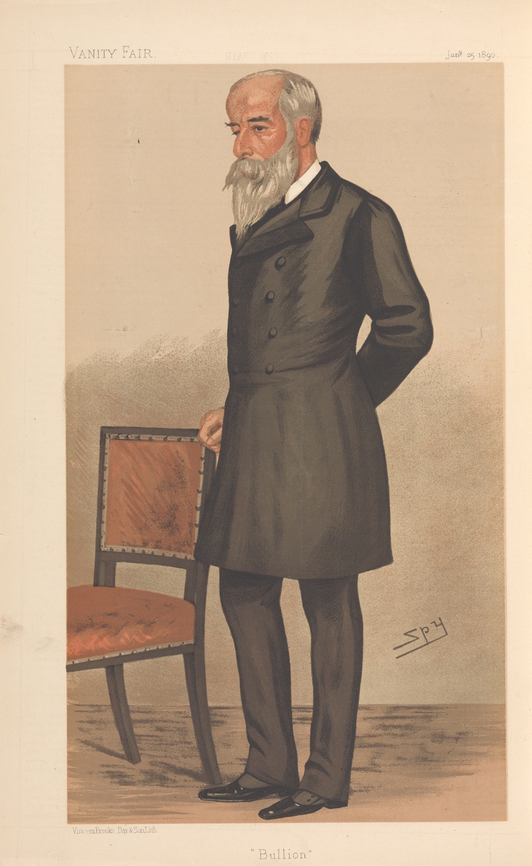 Vanity Fair, Businessmen and Empire Builders. ‘Bullion’. Mr. Stewart Pixley, J.P.D.L. – 25 January 1890 by Leslie Matthew Ward