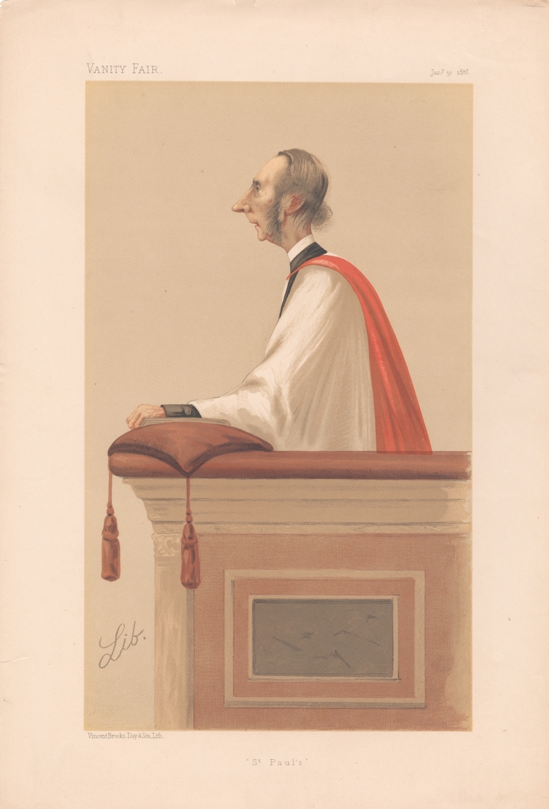 Vanity Fair: Clergy. ‘St. Pauls.’ Rev. Richards W. Church. 30 January 1886 by Liborio Prosperi