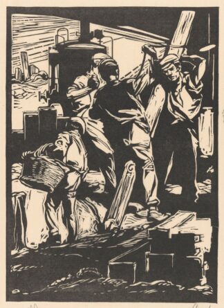 Vier dijkwerkers by Johannes Josephus Aarts