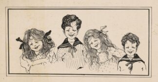 Vier lachende jongens en meisjes by Nelly Spoor