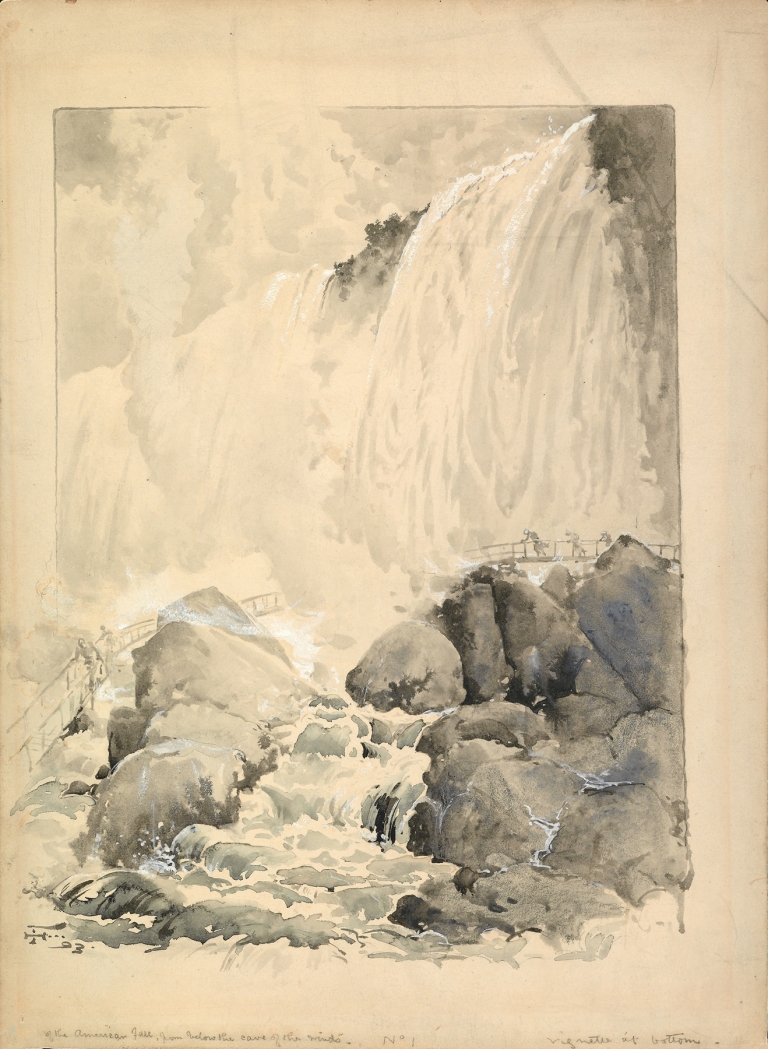 View of the American Falls, from below the Cave of the Winds by Harry Fenn