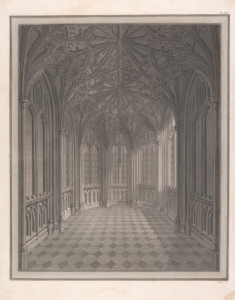View of the Inside of a Small Chapel on the West Side of the Area of the Cloisters of St Stephen’s Chapel, Westminster by John Topham