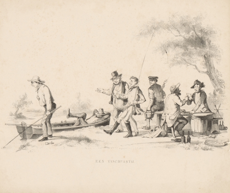 Vissers en drinkende mannen by Alexander Ver Huell