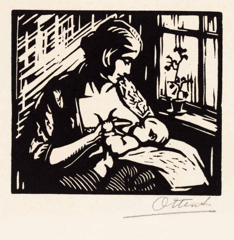 Vrouw die een kind borstvoeding geeft by Jacques Jeichienus Ottens