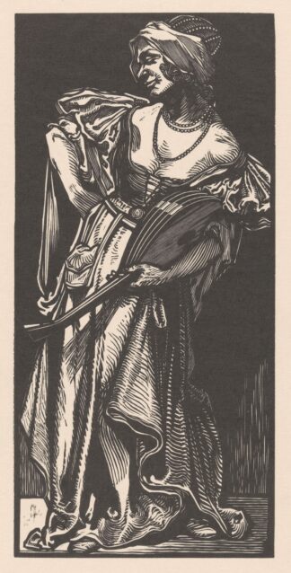 Vrouw met luit by Johannes Josephus Aarts