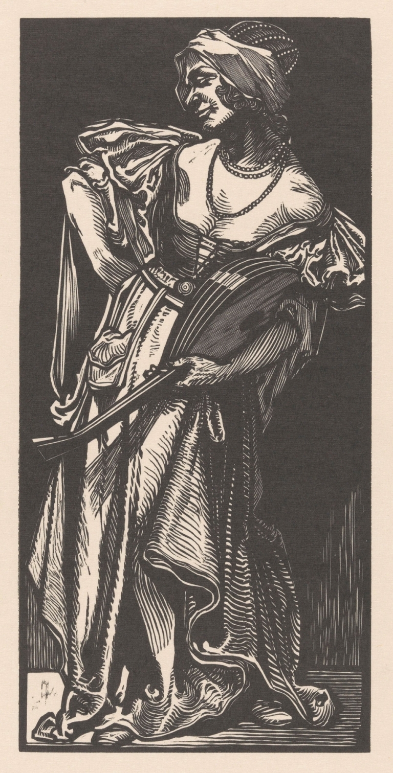 Vrouw met luit by Johannes Josephus Aarts