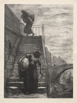 Washerwomen Descending a Quai Staircase by Alexandre Lunois