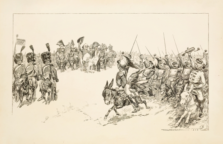 William Jennings Bryan as a general, cheered by his army on the field. by William Henry Walker