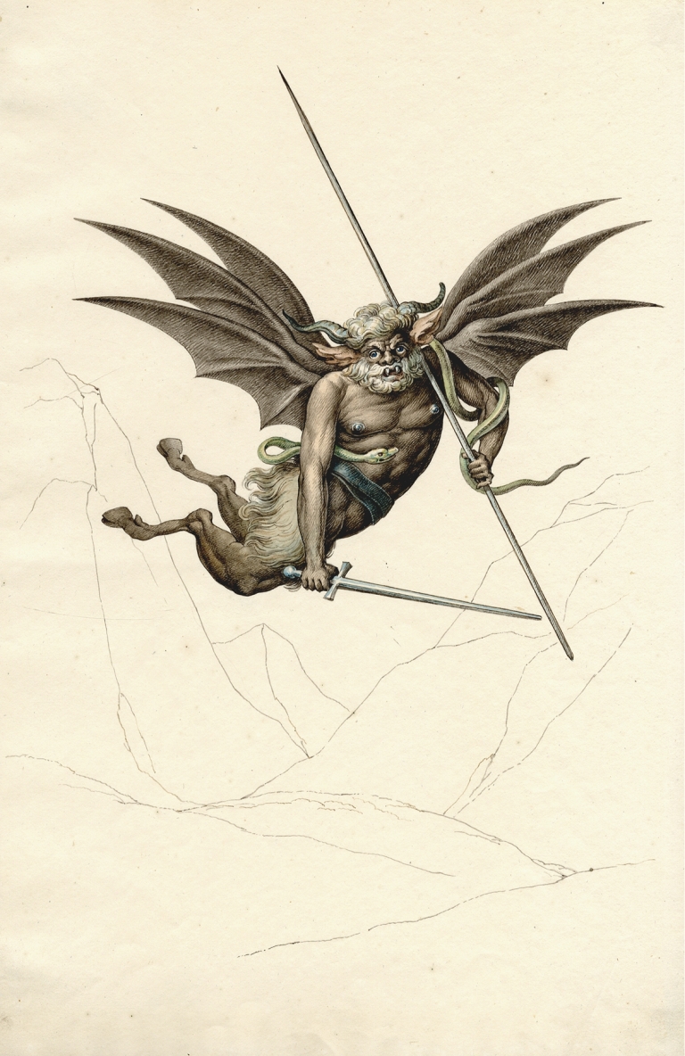 Winged devil, from a fresco in the Camposanto at Pisa by David Humbert de Superville