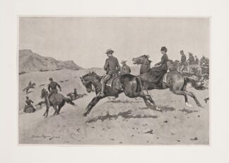 Winter pastimes at an army’s post in the southwest–a run with the hounds by Frederic Remington