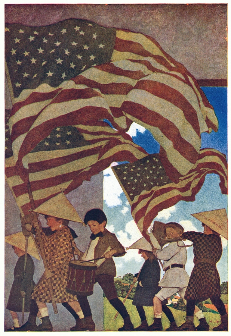 With Trumpet and Drum by Maxfield Parrish