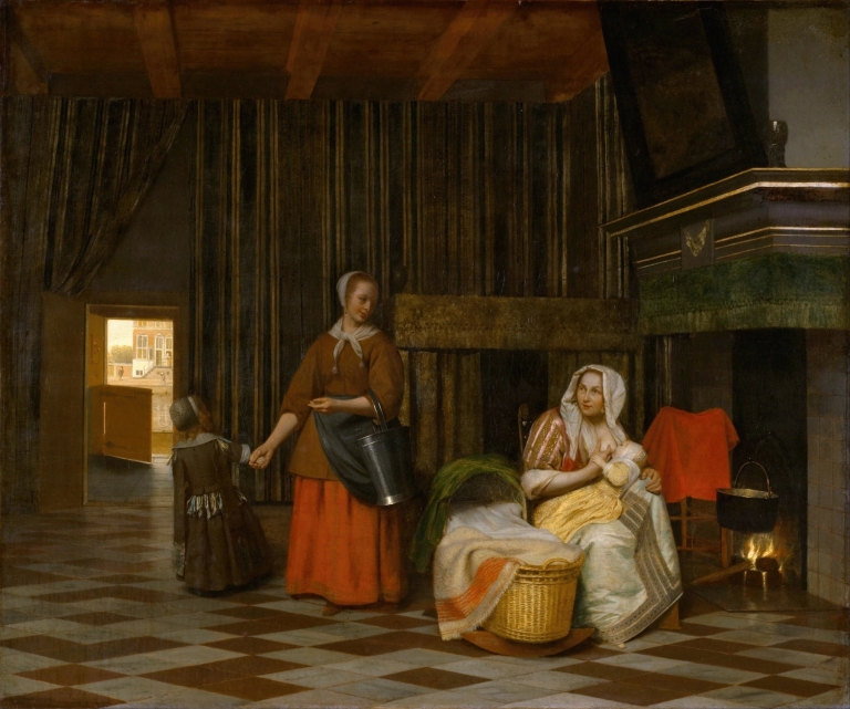 Woman and Child with Serving Maid by Pieter De Hooch