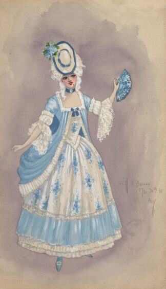 Woman in white and light blue dress by Will R. Barnes