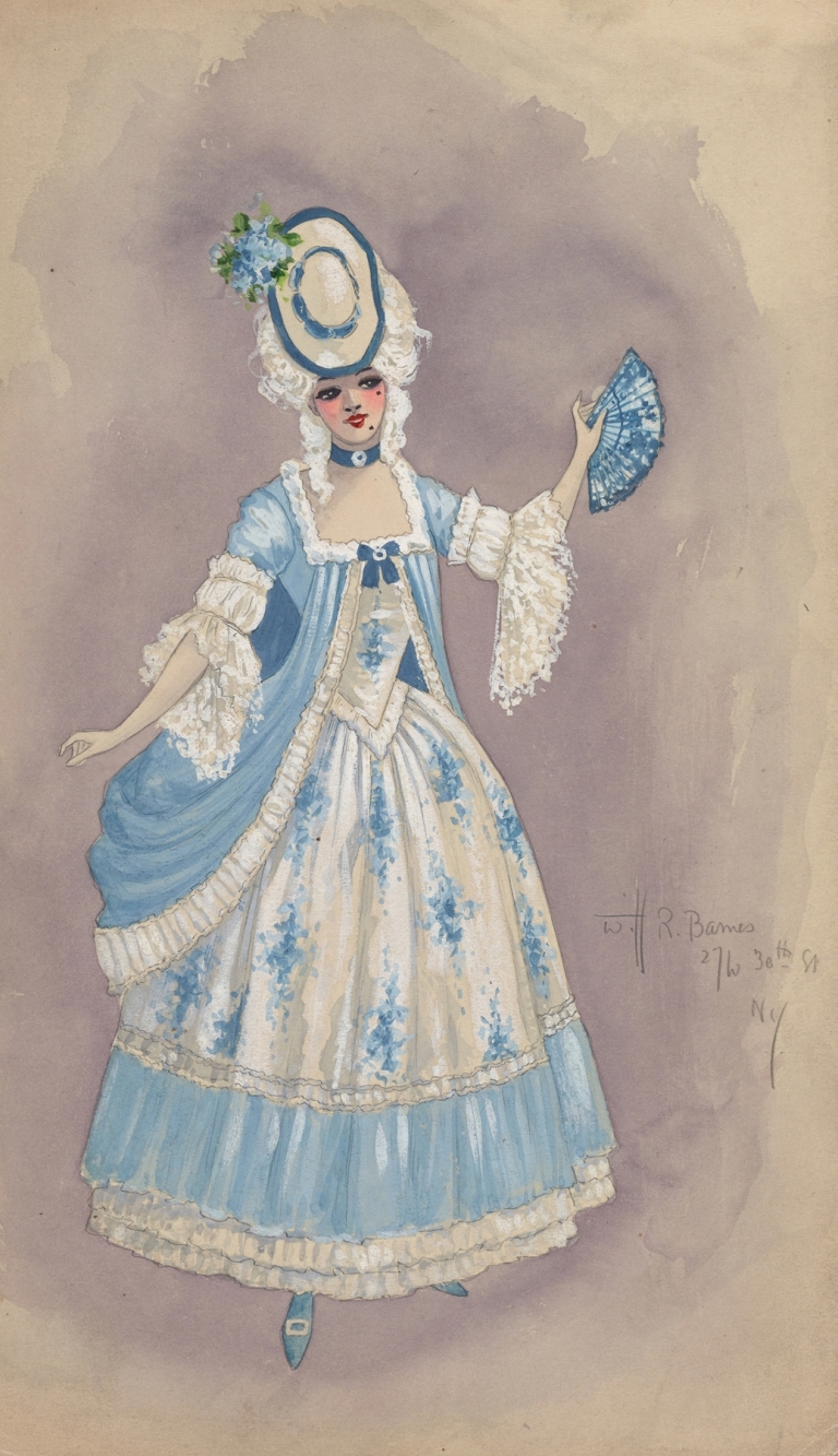 Woman in white and light blue dress by Will R. Barnes