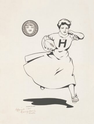 Woman playing football, Harvard University by Louise Clarke