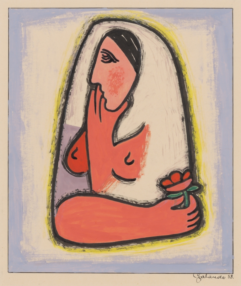 Woman with flower by Mikuláš Galanda