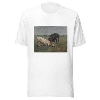 Fight between two young bulls by Alfred Verwee T-Shirt