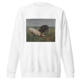 Fight between two young bulls by Alfred Verwee Sweatshirt
