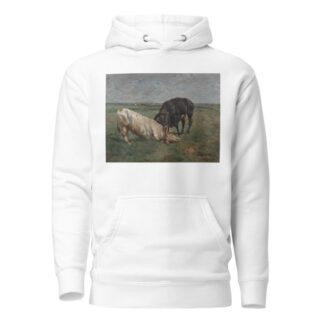 Fight between two young bulls by Alfred Verwee Hoodie