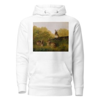 Rabbits on a Log by Arthur Fitzwilliam Tait Hoodie