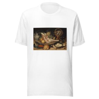 Still Life With Leg Of Veal, Insects And Titmouse by Georg Flegel T-Shirt