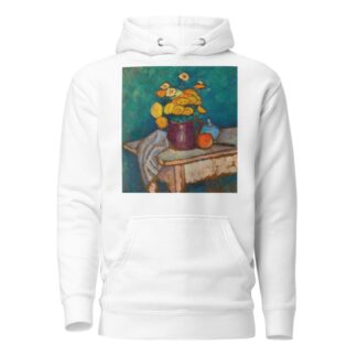 Stillleben mit Tuch, Blumen im Krug, Apfel und Behälter auf Tisch by Alexej von Jawlensky Hoodie