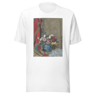 Still life with roses, anemones and chrysanthemums in a Chinese vase by Sergei Chekhonin T-Shirt
