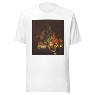 Nature morte aux citrons, huitres, raisins et papillons sur un entablement by Cornelis de Heem T-Shirt