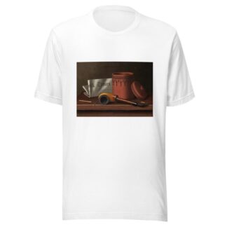 Still Life with New York Times, Tobacco Jar, Pipe and Matches by William Michael Harnett T-Shirt