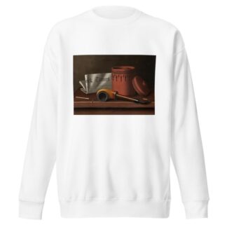 Still Life with New York Times, Tobacco Jar, Pipe and Matches by William Michael Harnett Sweatshirt