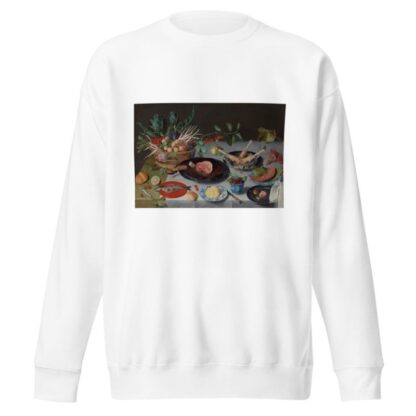 Still Life with Meat, Fish, Vegetables, and Fruit by Jacob van Hulsdonck Sweatshirt