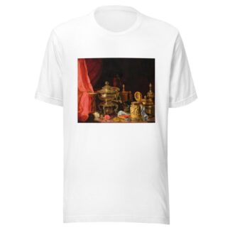 Still Life with Flowers, a Tankard with Figural Decor and Samovar by József Borsos T-Shirt