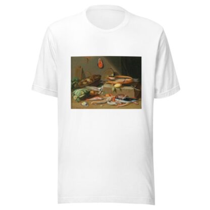 A kitchen still life with fish, vegetables and a cat by Pseudo Jan van Kessel II T-Shirt