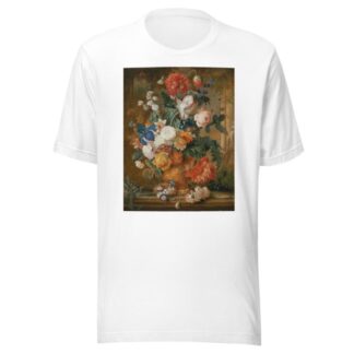 Peonies, Roses, Carnations, An Iris, Anemones, Auricula And Other Flowers In A Terracotta Vase by Mélanie de Comolera T-Shirt